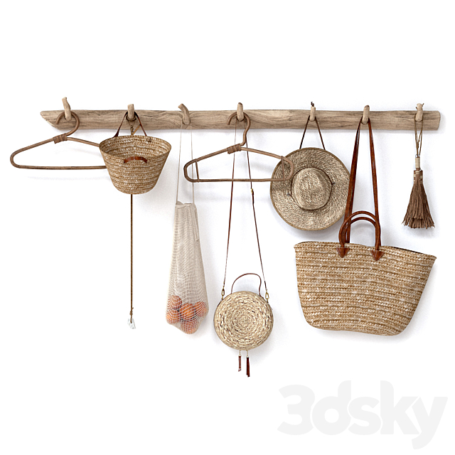 decorative set 001 wall hangers bag hat 3ds Max - thumbnail 2