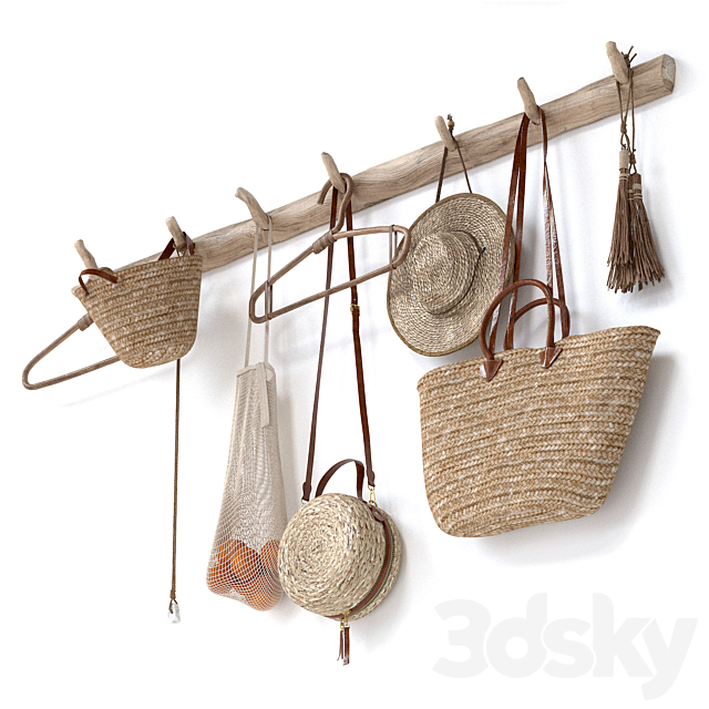 decorative set 001 wall hangers bag hat 3ds Max - thumbnail 3