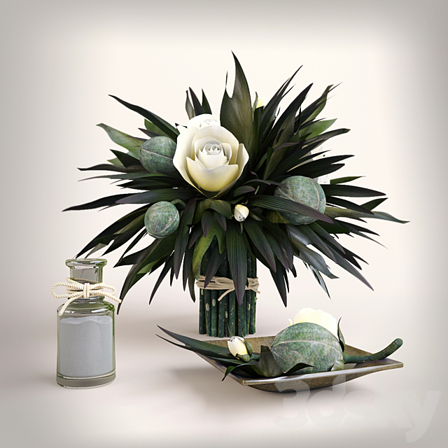 Decorative set with a bouquet 3DSMax File - thumbnail 1