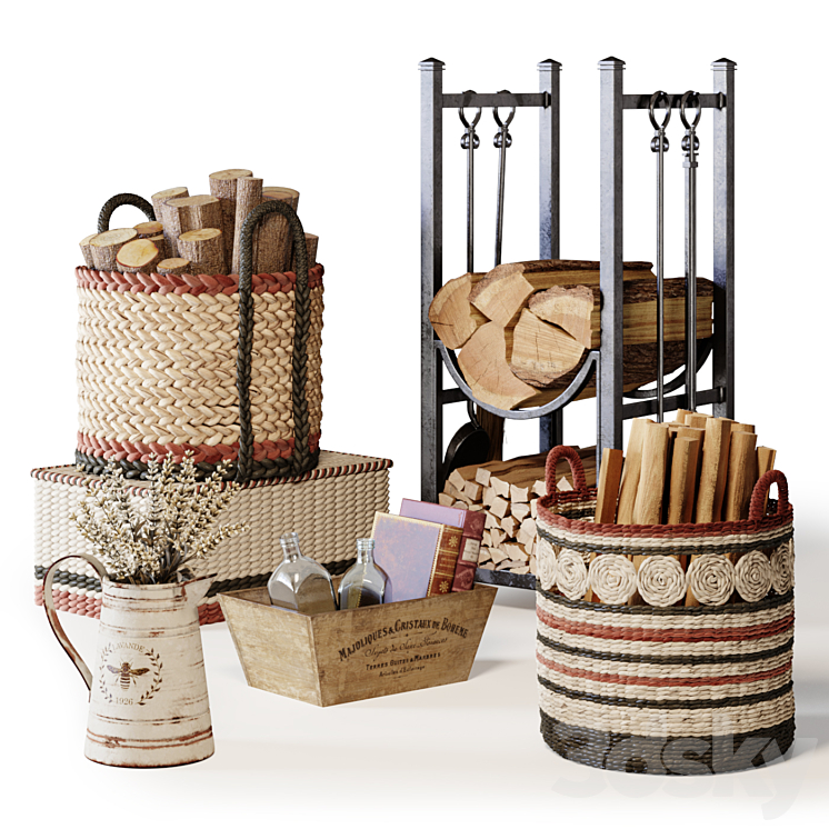 Decorative Set with Baskets 01 3DS Max Model - thumbnail 1