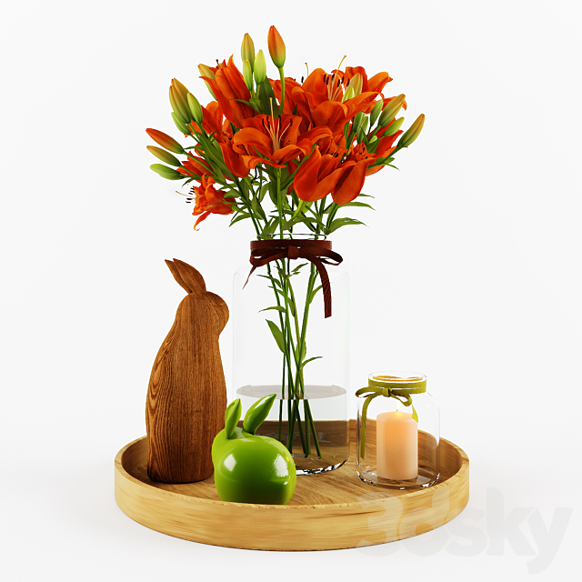 Decorative set with orange lilies 3ds Max - thumbnail 1