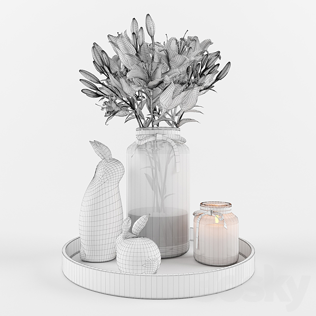 Decorative set with orange lilies 3ds Max - thumbnail 2