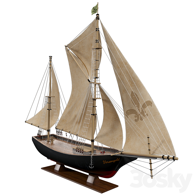 Decorative ship model 3DS Max Model - thumbnail 3