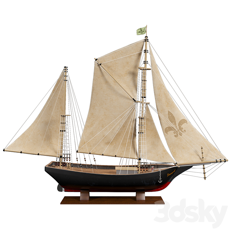 Decorative ship model 3DS Max - thumbnail 2