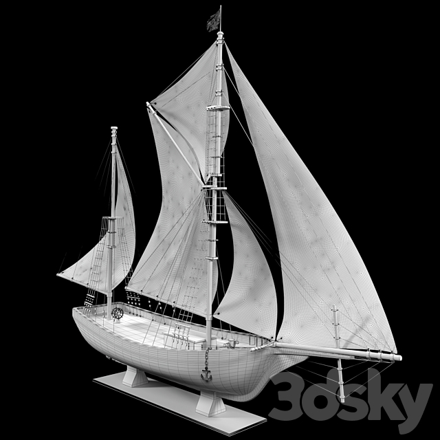 Decorative ship model 3DS Max Model - thumbnail 3