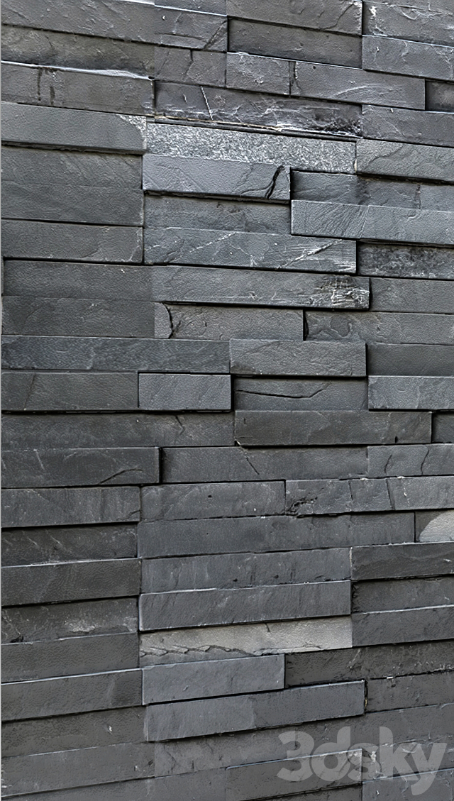 Decorative stone. wall decor wild black slate in loft style. tiles 3DSMax File - thumbnail 2