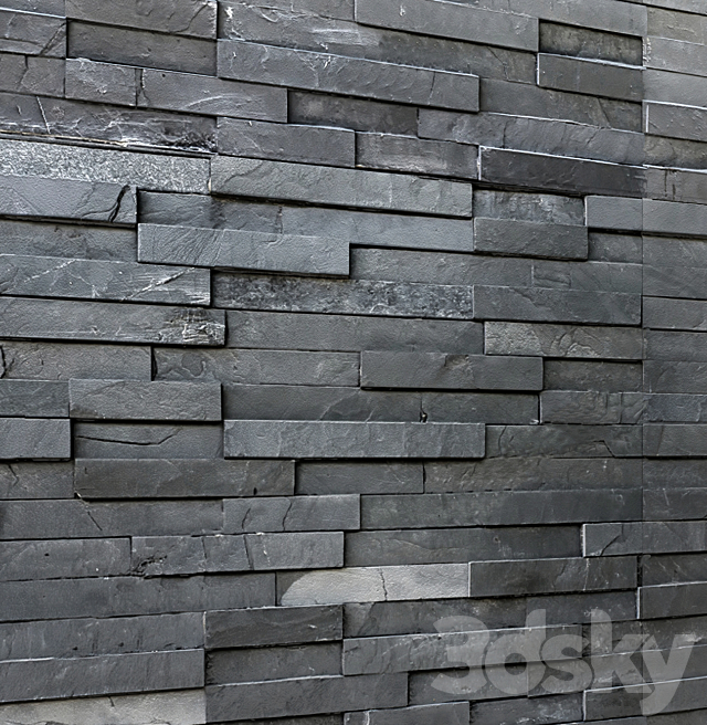 Decorative stone. wall decor wild black slate in loft style. tiles 3DSMax File - thumbnail 3