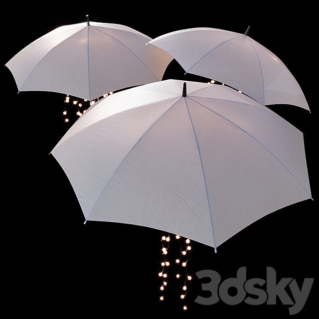 Decorative umbrellas with garlands 3DS Max Model - thumbnail 2