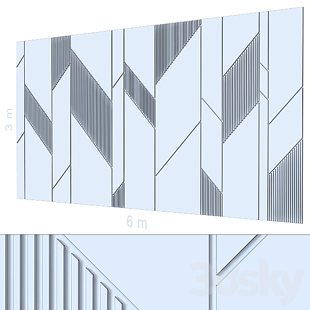 Decorative wall 184. 3DS Max Model - thumbnail 2