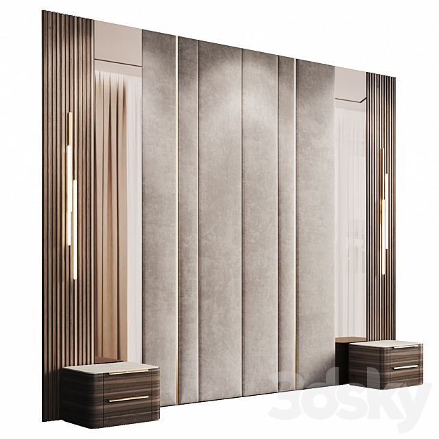 Decorative wall panel and headboard 5 3DS Max Model - thumbnail 2