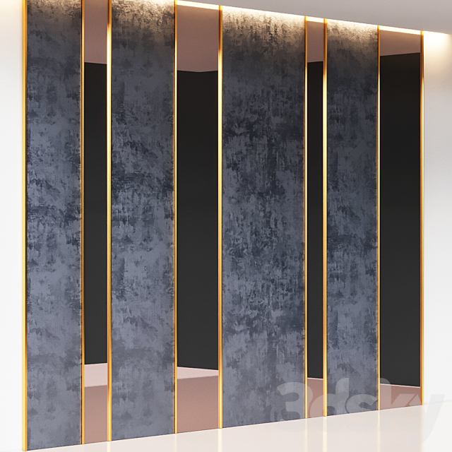 Decorative Wall Panel Blue Corduroy. Brass and Glass 3DSMax File - thumbnail 2