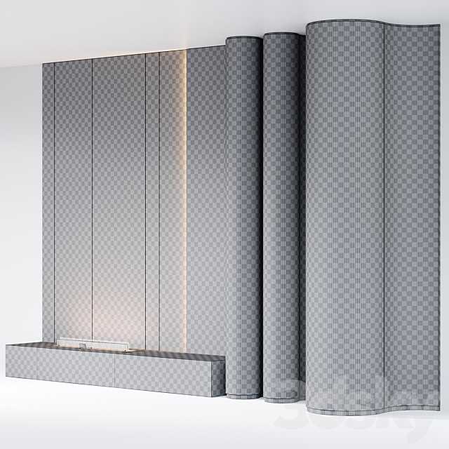 Decorative wall panels with fireplace | 02 3DS Max Model - thumbnail 6