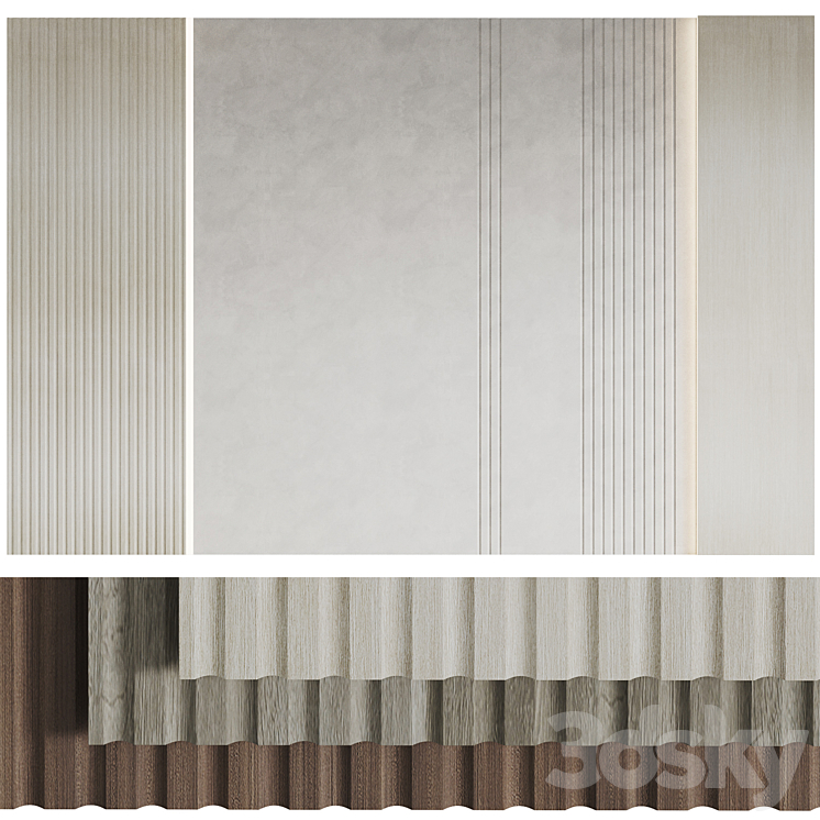 Decorative wall panels Wood 3 3DS Max Model - thumbnail 1