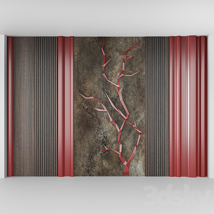 decorative wall red 3DS Max - thumbnail 1