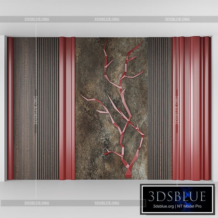 decorative wall red 3DS Max - thumbnail 3