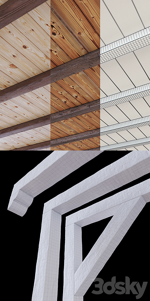 Decorative wooden beams 3DS Max Model - thumbnail 3