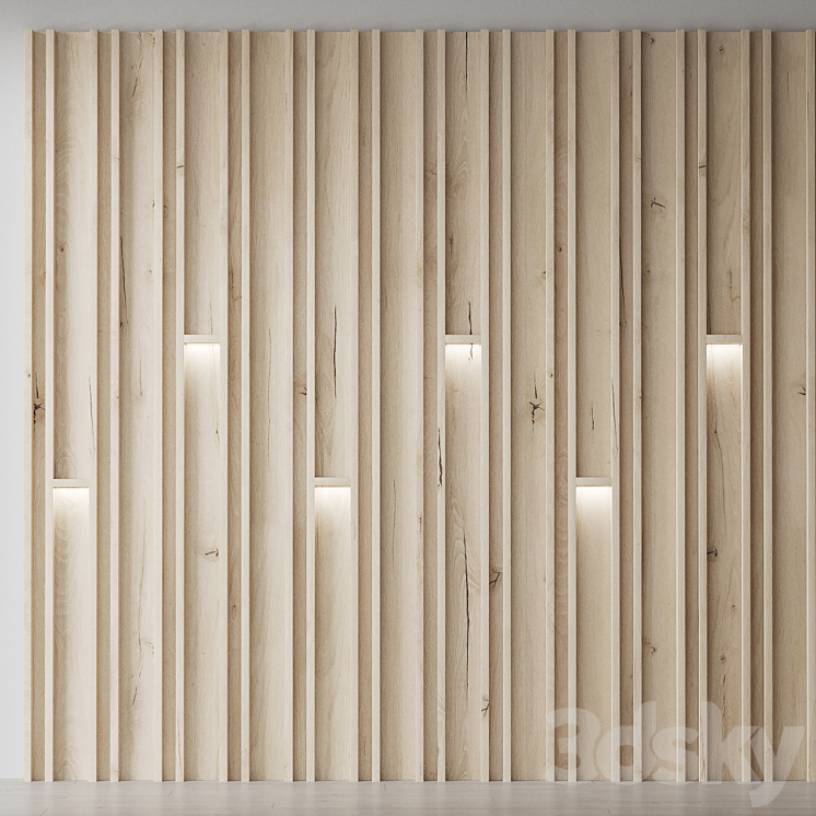 Decorative wooden wall 3 3DS Max Model - thumbnail 1