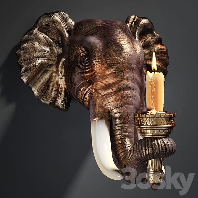 Design Toscano Elephant Sculptural Wall Sconce 3ds Max - thumbnail 1