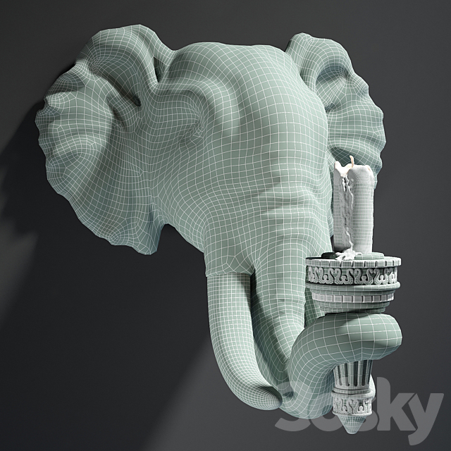 Design Toscano Elephant Sculptural Wall Sconce 3ds Max - thumbnail 3