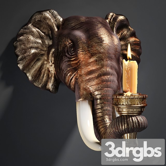 Design toscano elephant sculptural wall sconce 3dsmax Download - thumbnail 1