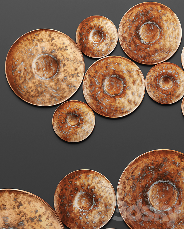 Disc Wall Decor by World Menagerie patina copper wall decor copper round disk rusty rust 3DS Max Model - thumbnail 2