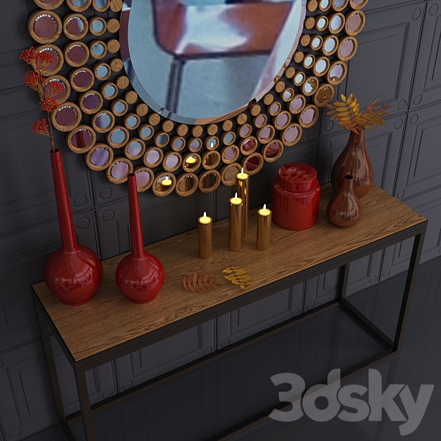 Dome Deco decor set with mirror and console 3DS Max Model - thumbnail 2