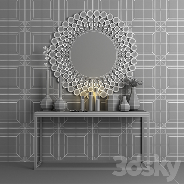 Dome Deco decor set with mirror and console 3DS Max Model - thumbnail 3