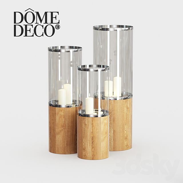 Dome deco set of candlesticks 3ds Max - thumbnail 1