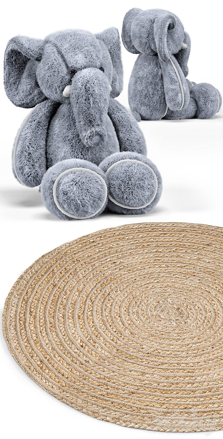 Dot Basket Kairo Jute Rug Elephant Toy 3DS Max - thumbnail 2