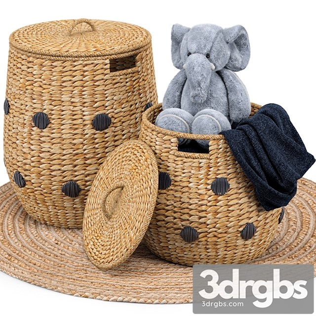 Dot basket kairo jute rug elephant toy 3dsmax Download - thumbnail 1