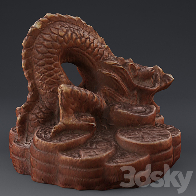 Dragon. Terracotta statuette. 3ds Max - thumbnail 3