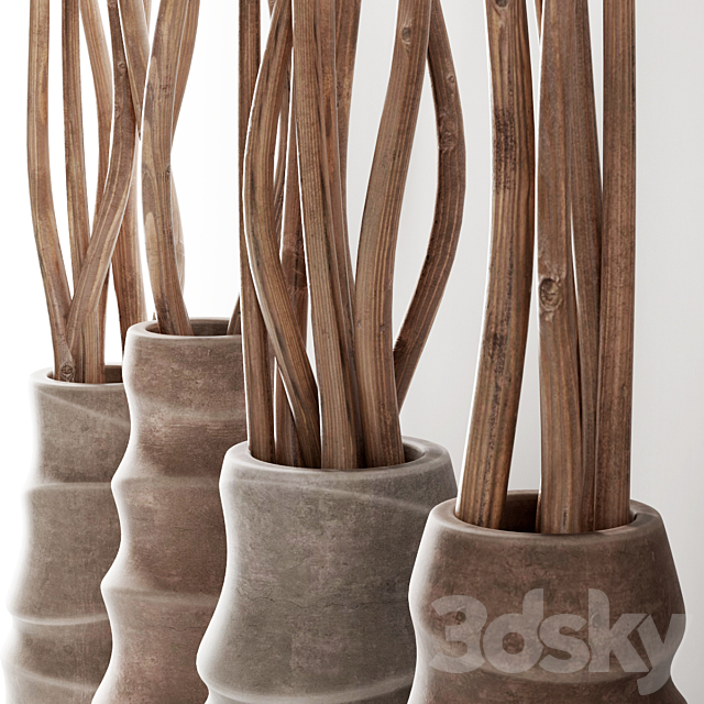 Dry branches in figured vases 3DSMax File - thumbnail 3