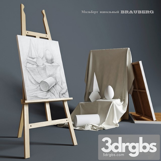 Easel Outdoor Brauberg With A Still Life of Plaster Figures 3dsmax Download - thumbnail 1