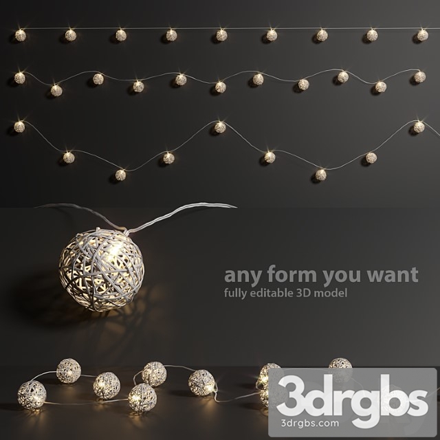 Editable garland lights set 3 3dsmax Download - thumbnail 1