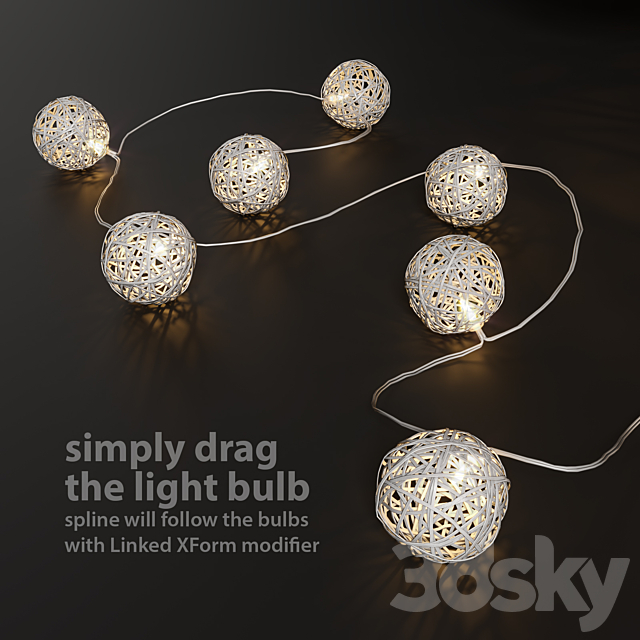 Editable garland lights set 3 3DSMax File - thumbnail 2