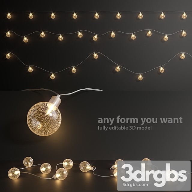 Editable garland lights set 5 3dsmax Download - thumbnail 1