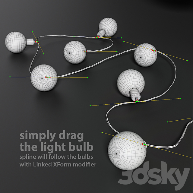 Editable garland lights set 5 3DSMax File - thumbnail 3