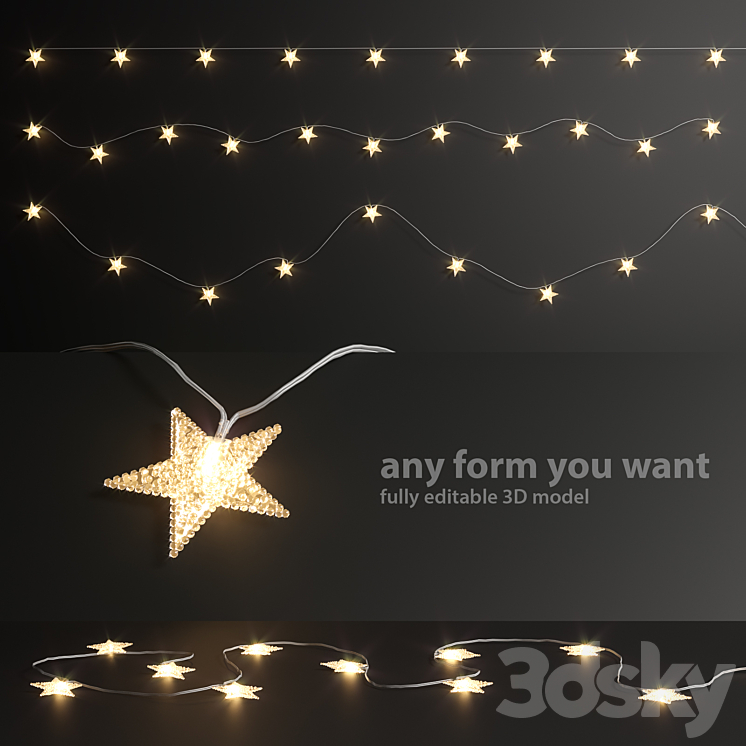 Editable garland lights set 6 3DS Max - thumbnail 1