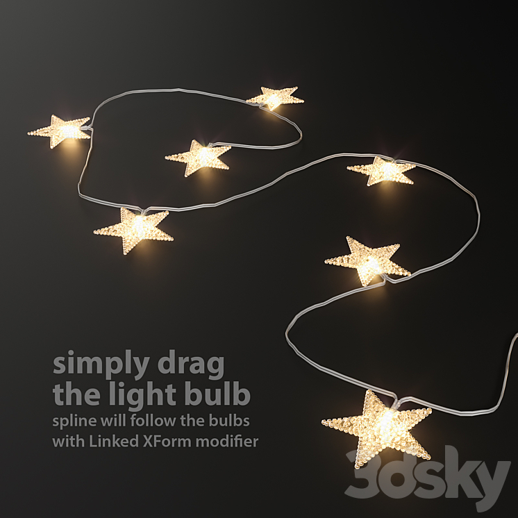 Editable garland lights set 6 3DS Max - thumbnail 2