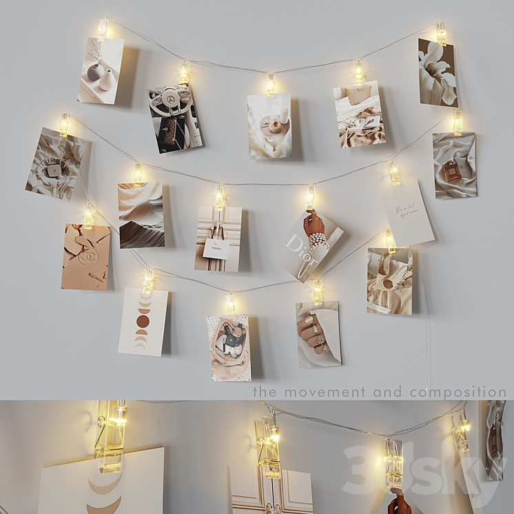 Editable photo garland beige 3DS Max Model - thumbnail 1