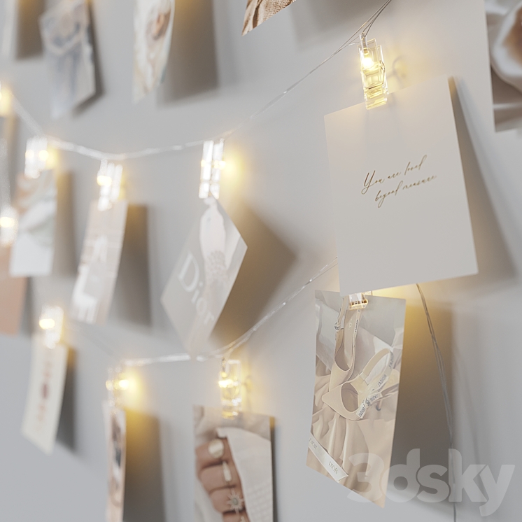 Editable photo garland beige 3DS Max Model - thumbnail 2