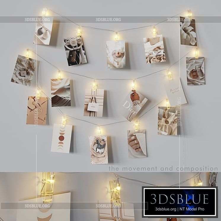 Editable photo garland beige 3DS Max - thumbnail 3