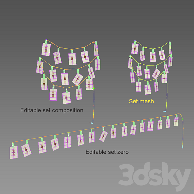 Editable photo garland beige 3DSMax File - thumbnail 7