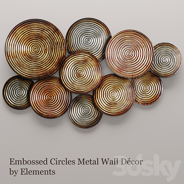 Embossed Circles Metal Wall Décor by Elements. wall decor. panels. discs. circles. wall decor. panel. loft. decor 3DSMax File - thumbnail 1