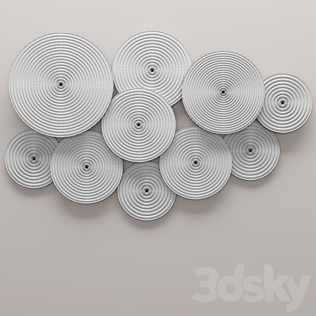 Embossed Circles Metal Wall Décor by Elements. wall decor. panels. discs. circles. wall decor. panel. loft. decor 3DSMax File - thumbnail 3