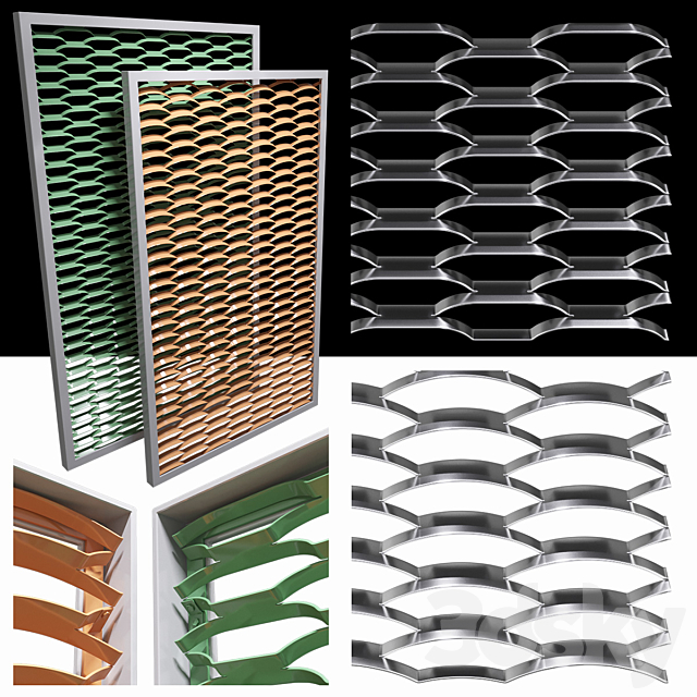 Expanded metal stainless (radial & arc) 3DSMax File - thumbnail 1