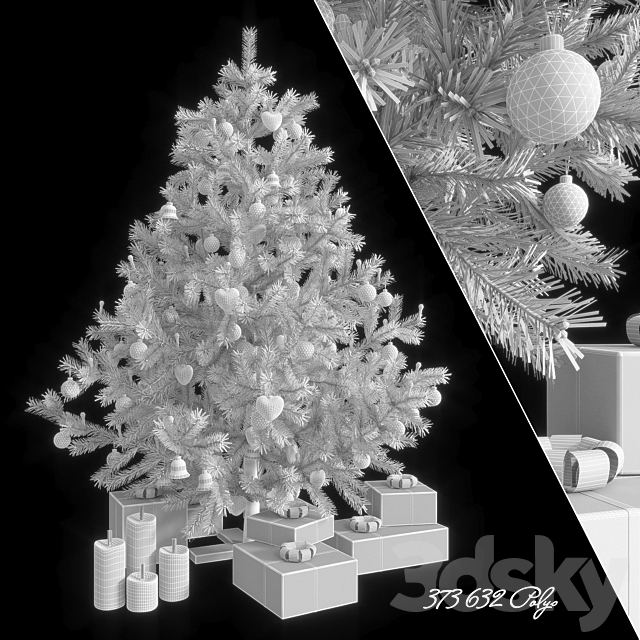 Fir-tree artificial New Year’s blue 3DSMax File - thumbnail 3