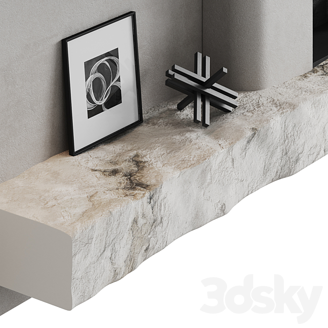 Fireplace area Monolithic 3DS Max Model - thumbnail 5