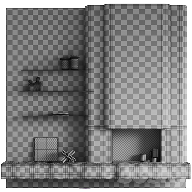 Fireplace area Monolithic 3DS Max Model - thumbnail 7