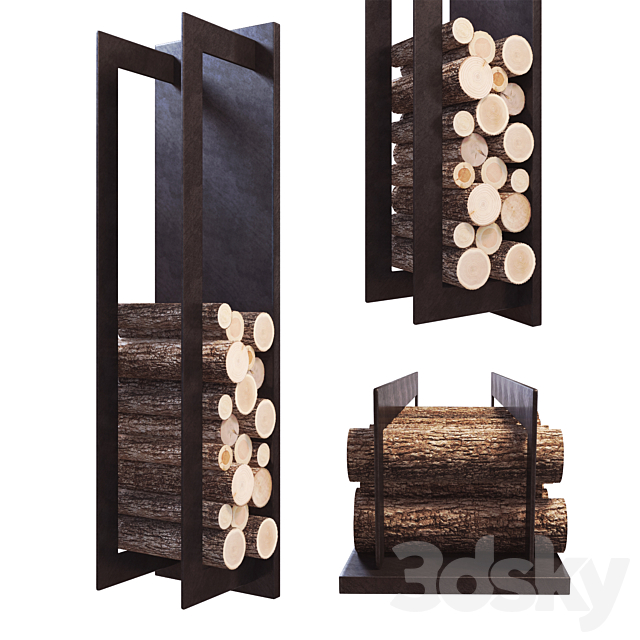 Firewood Storage Rack on wall 3ds Max - thumbnail 1